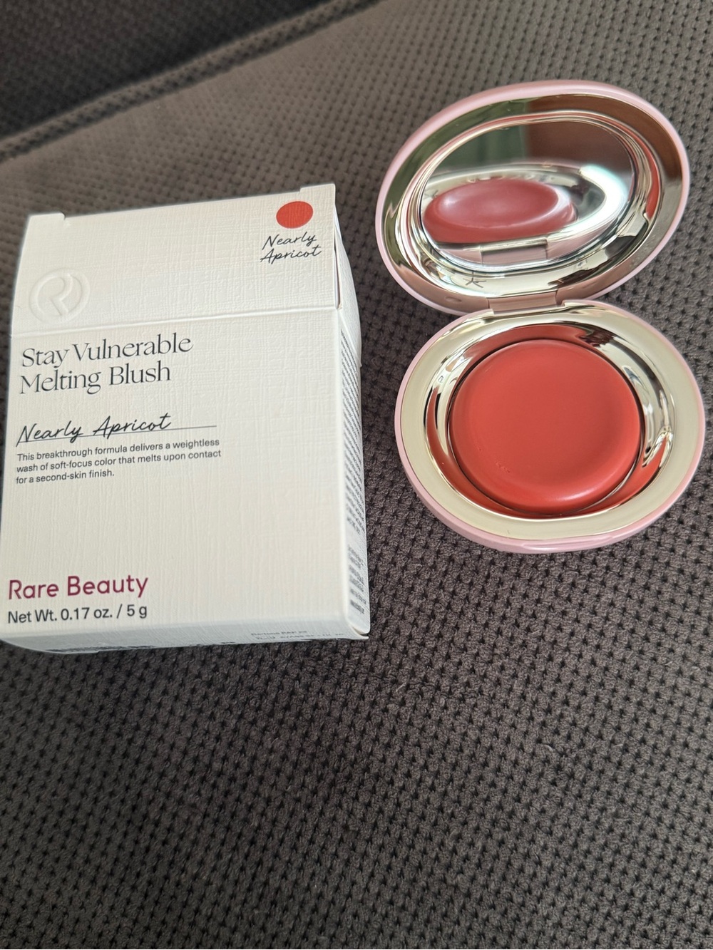 Rare Beauty Melting Blush in Nearly Apricot — Warm Peach-Pink Shade